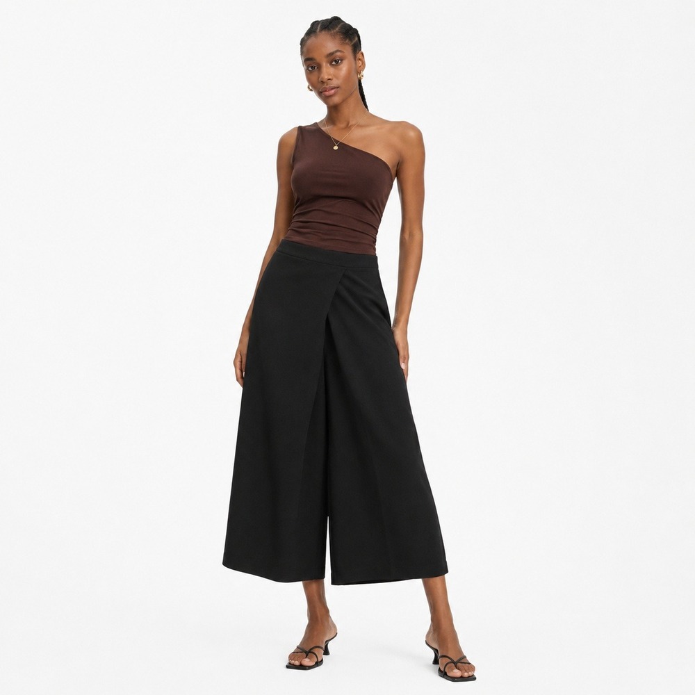 NWT Mustard Seed Wrap Front Solid Culottesโ Navy Blue Minimalist Wide Leg Size L